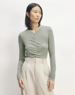 Everlane Tops*The Ruched V-Neck Tee in Butterluxe
