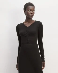 Everlane Tops*The Ruched V-Neck Tee in Butterluxe