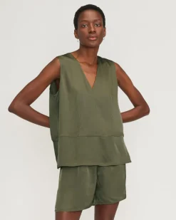 Everlane Tops*The Satin V-Neck Top