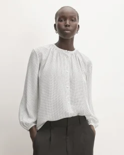 Everlane Tops*The Washable Clean Silk Shirred Blouse